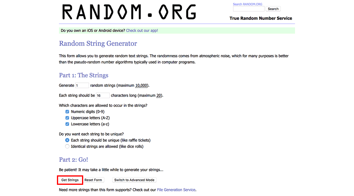 Random.org Generator