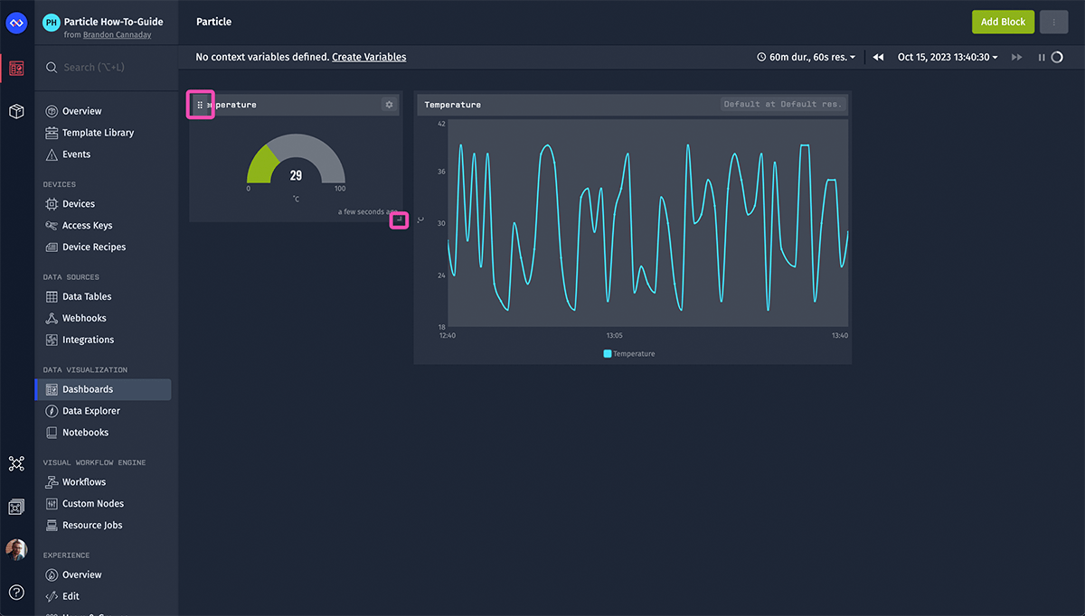 Losant Dashboard Drag and Resize