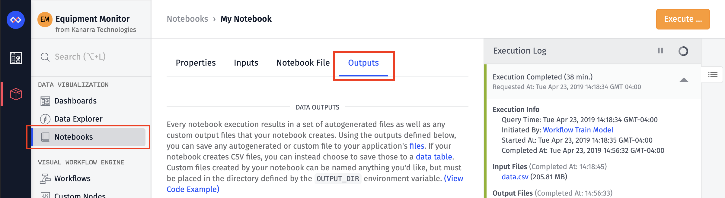 Notebook Outputs Overview