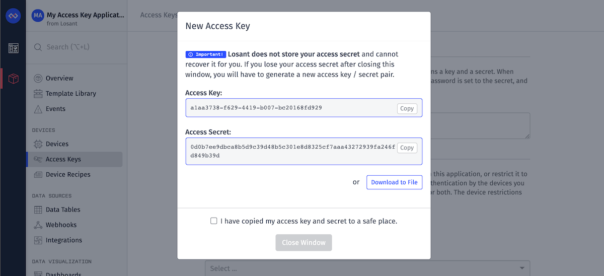 Access Key Generated