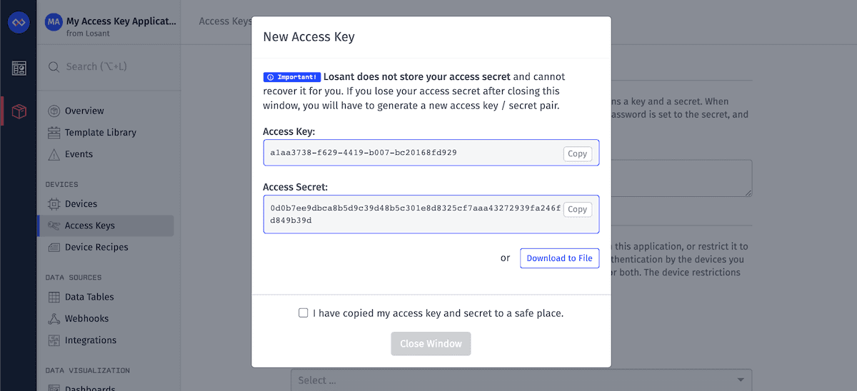 Access Key Generated