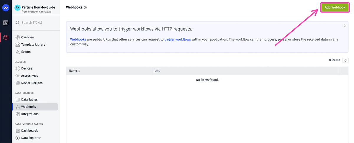 Add Webhook Button