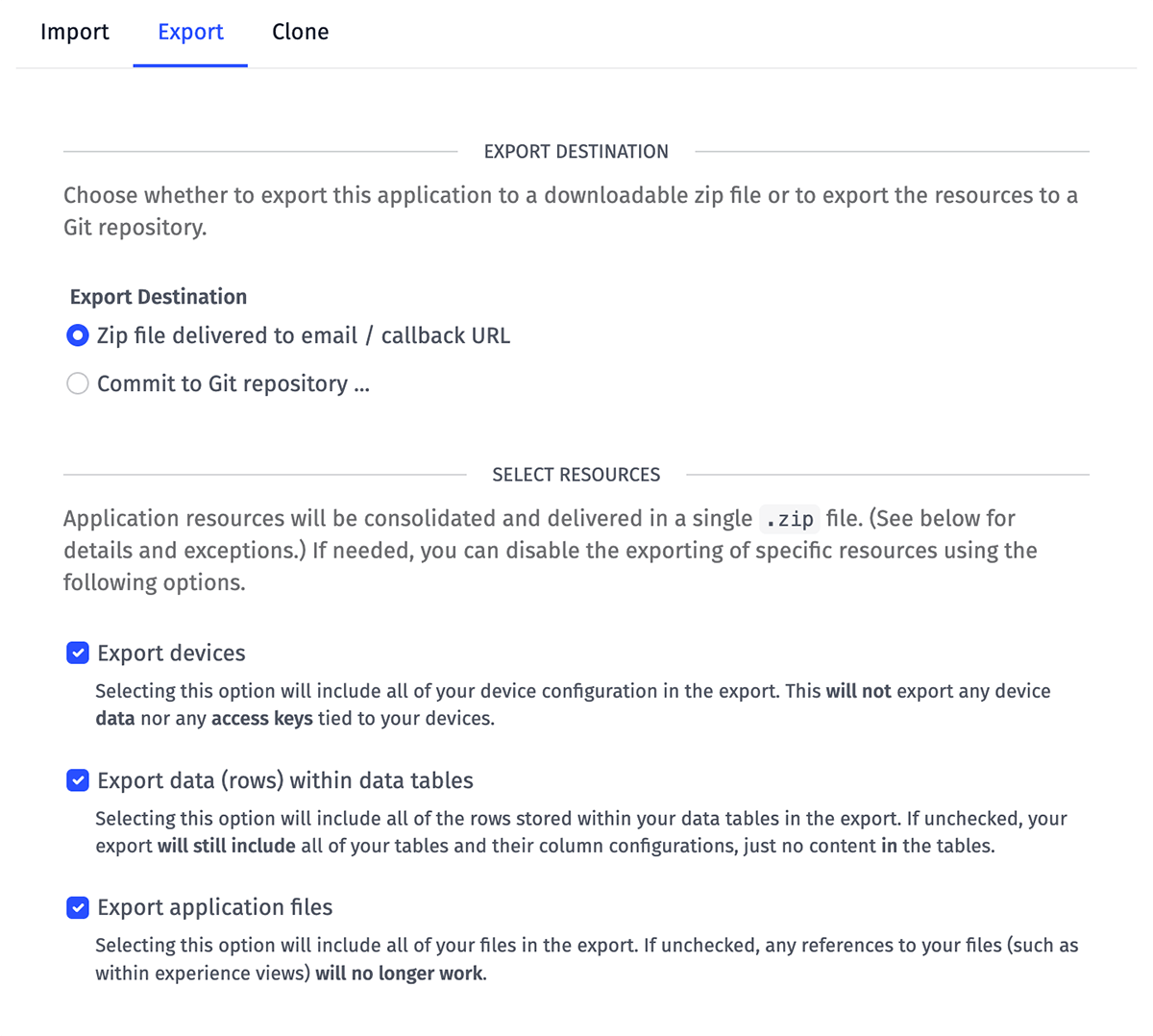 Application Export