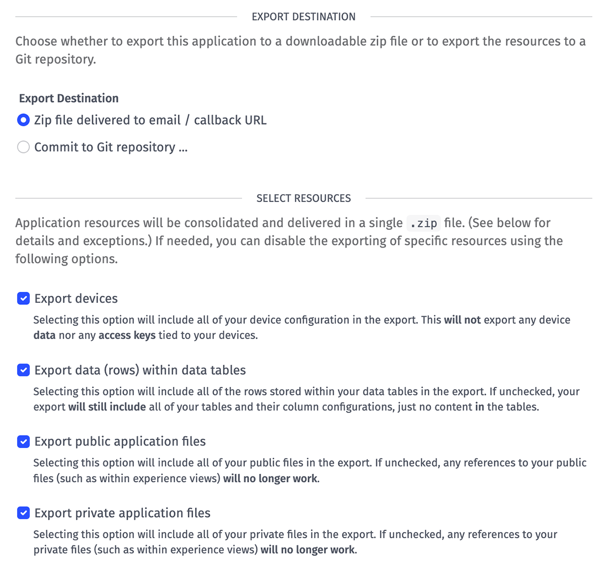 Application Export Application Export