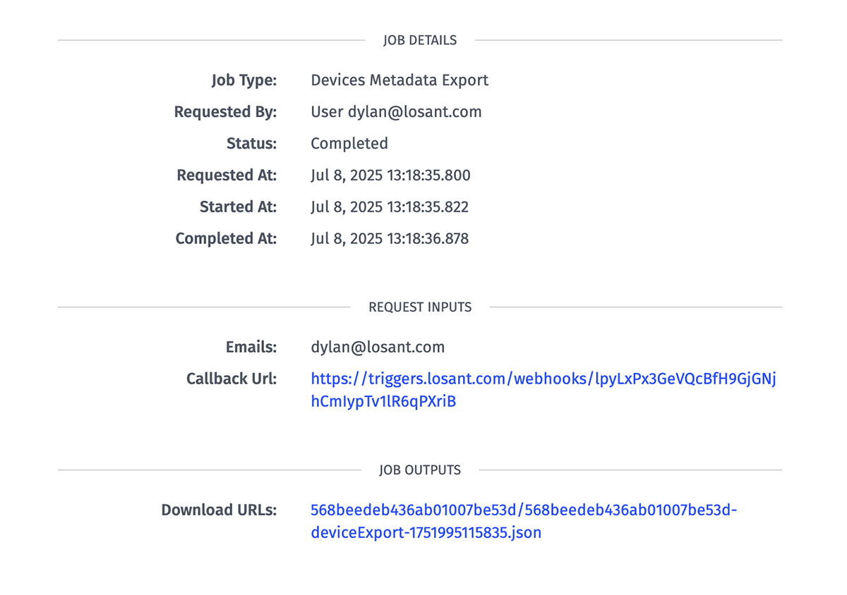 Application Job Log Details