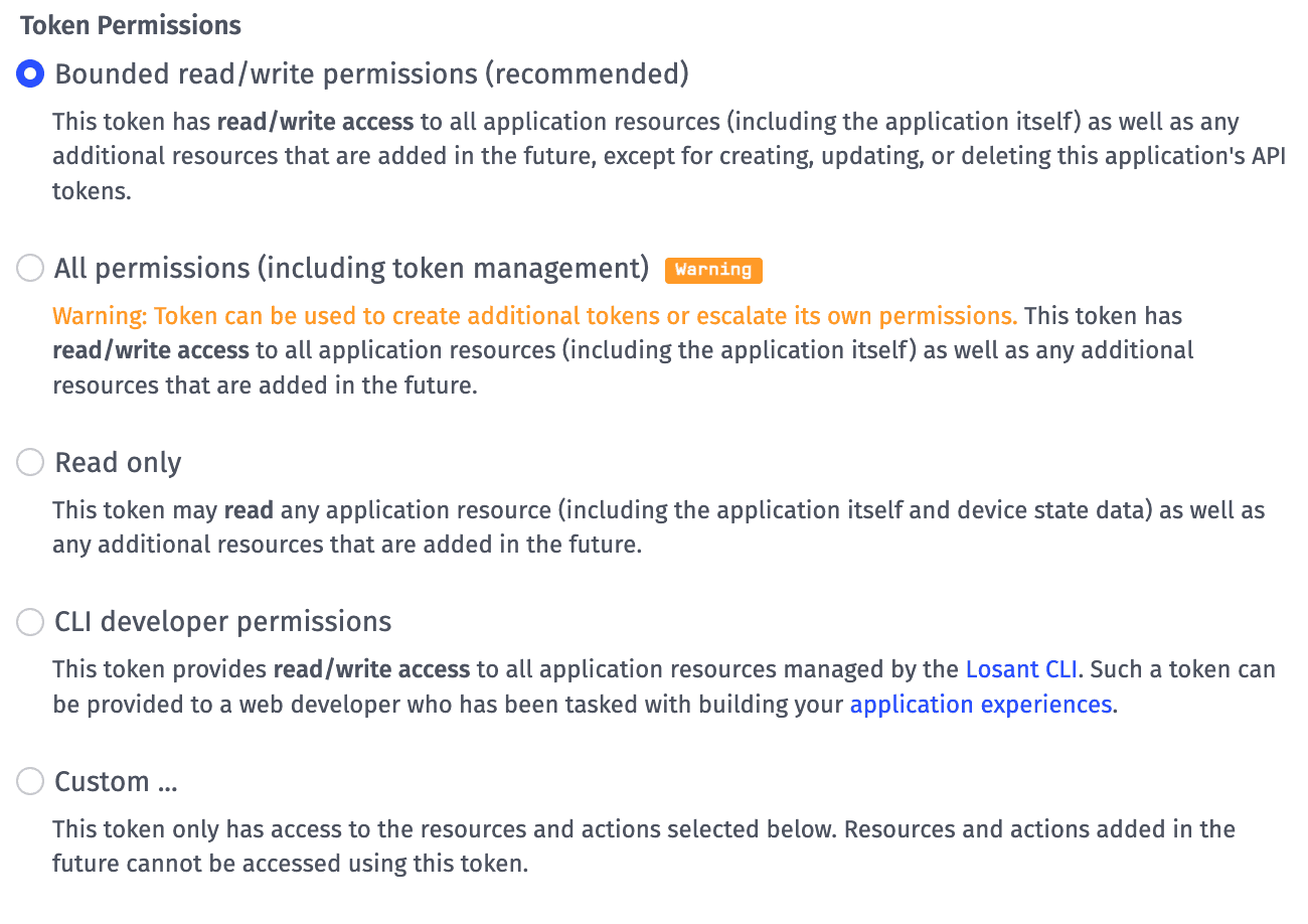 Application Token Permissions