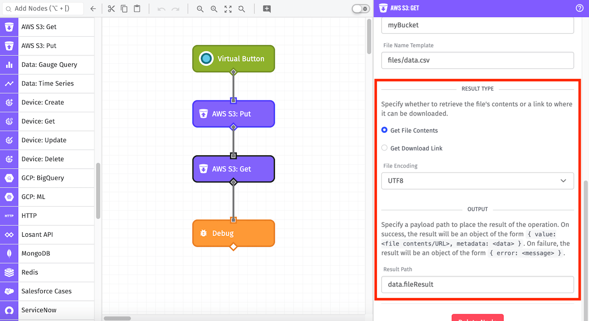 AWS S3: Get Node Output