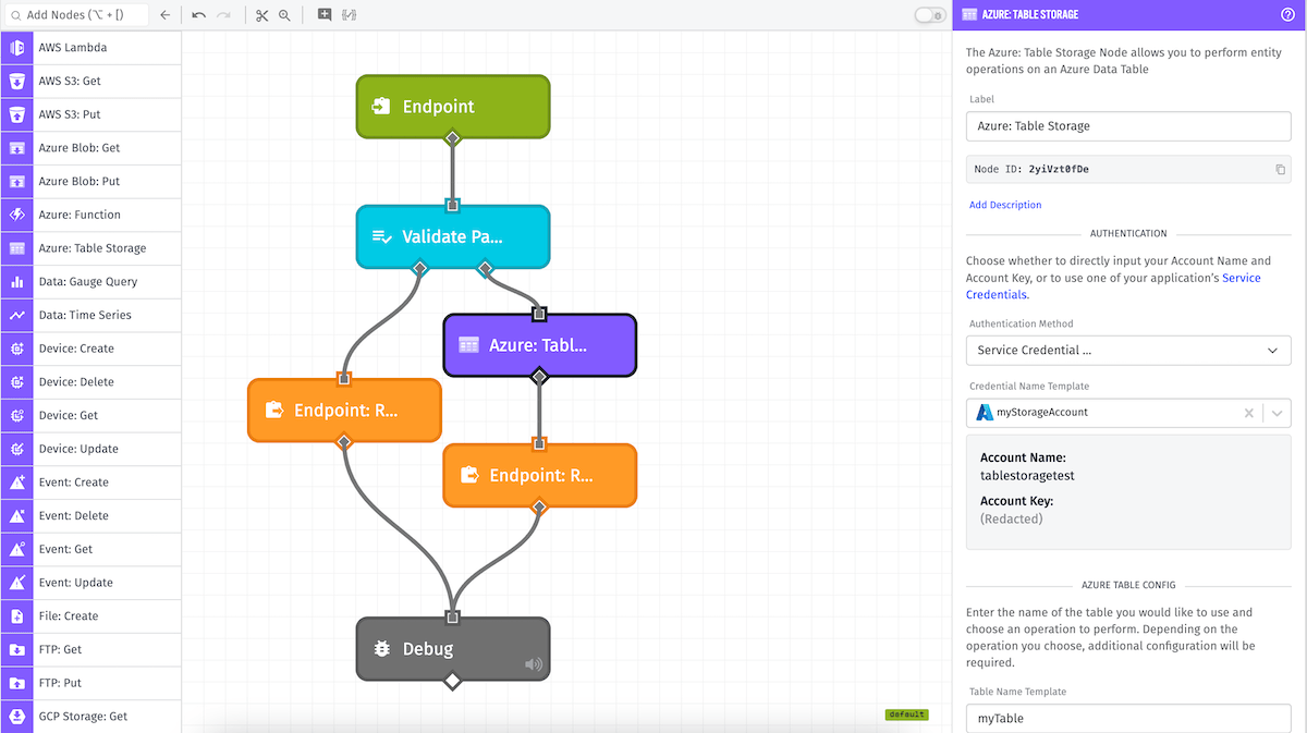 Azure: Table Storage Node