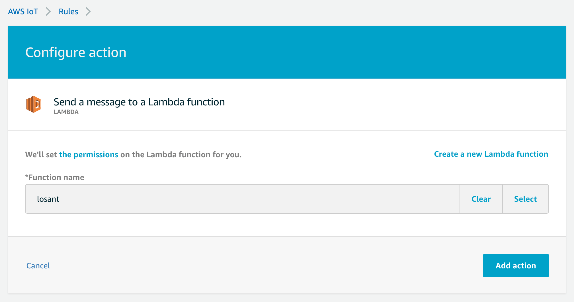 Configure Lambda AWS IOT Rule