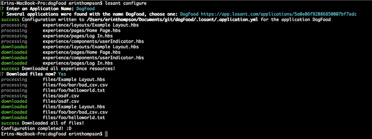 Losant Configure Success