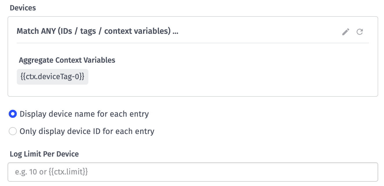 Device Connection Log Config