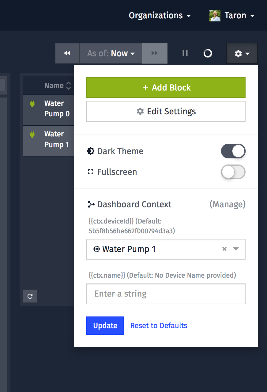 Context Variable Settings