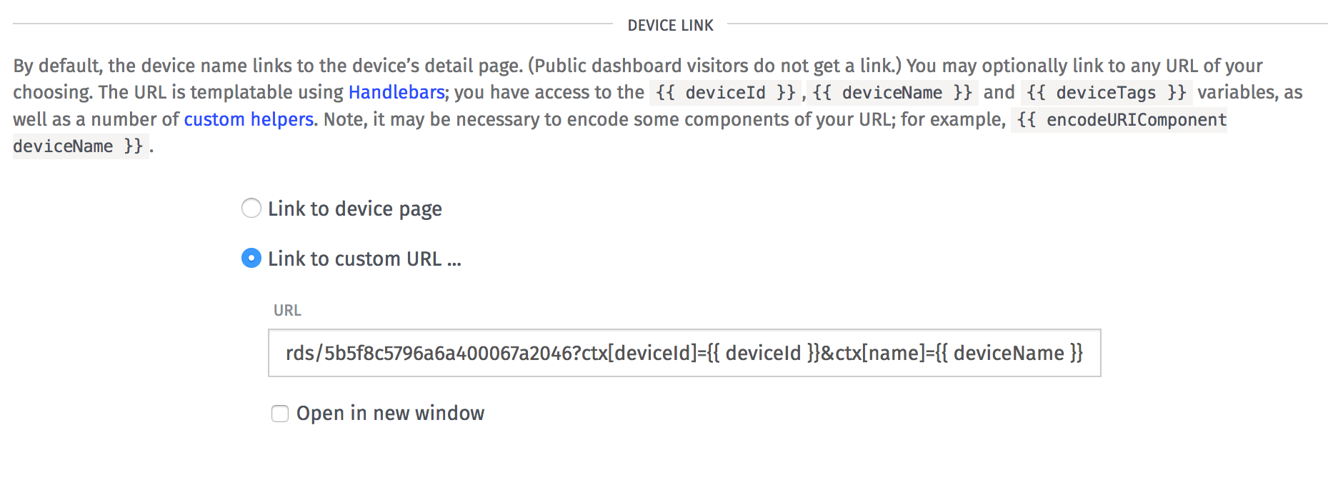 Device List Block Custom URL