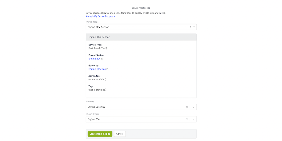 Single Device Creation Configuration