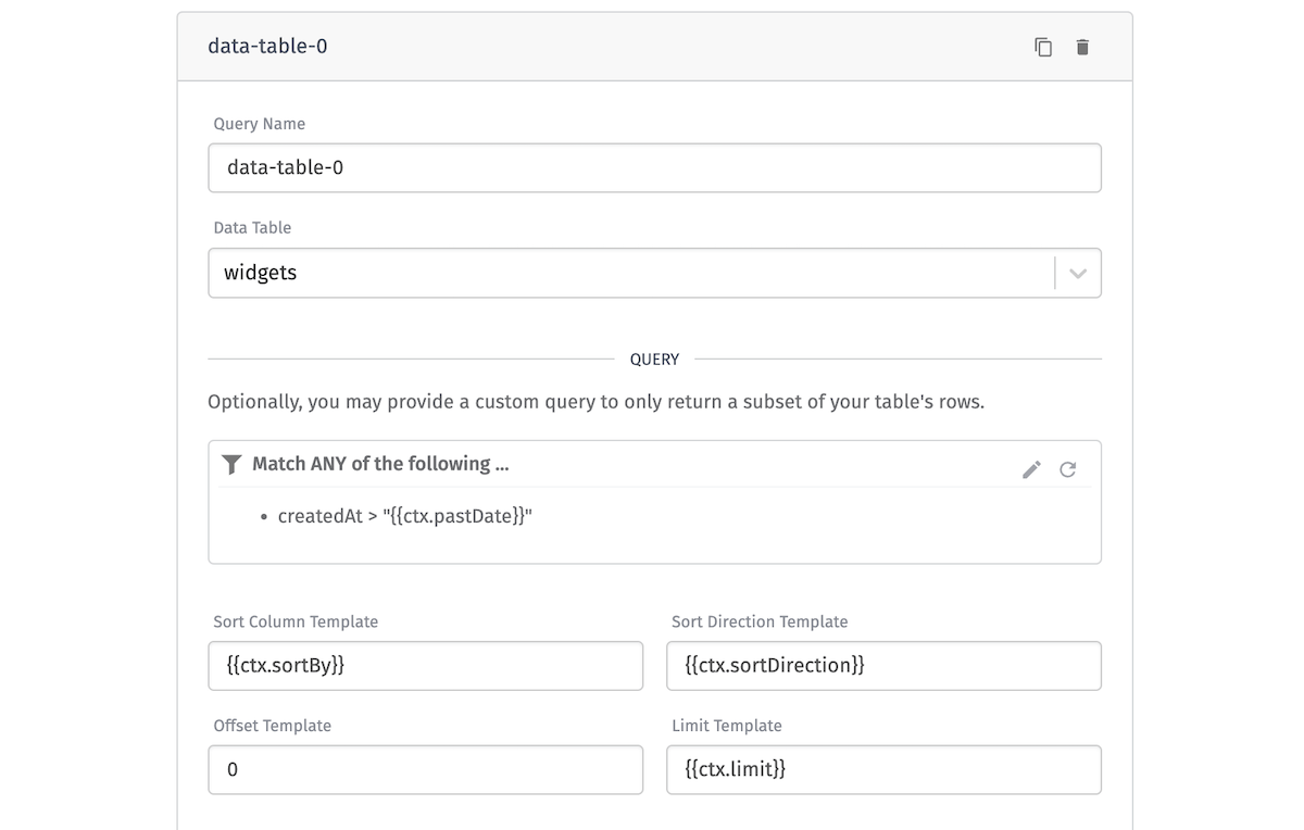 Data Table Query