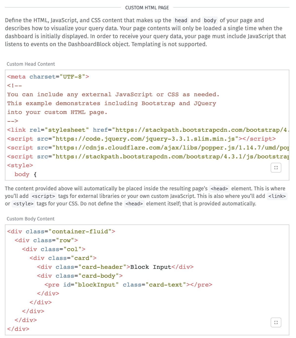 HTML Configuration