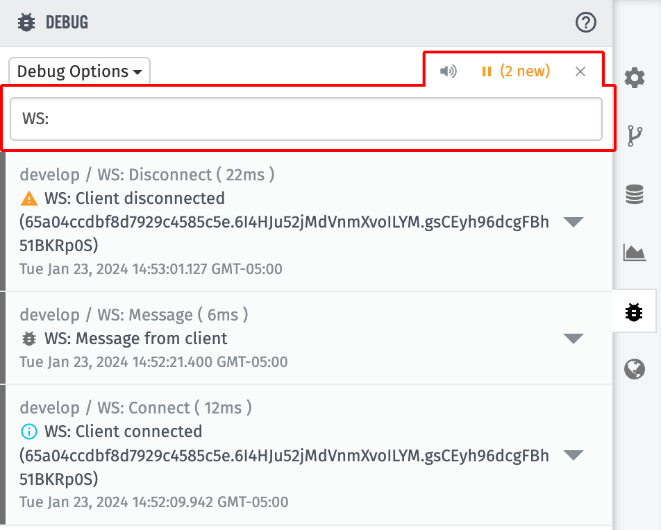 Debug Panel Header
