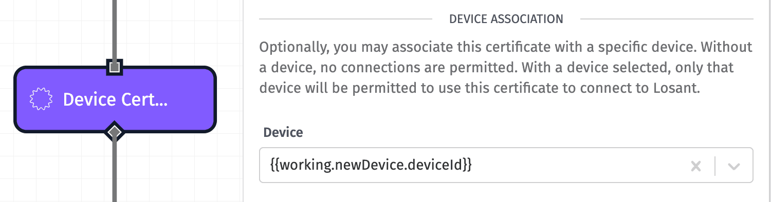 Device Certificate: Register Node Device Association