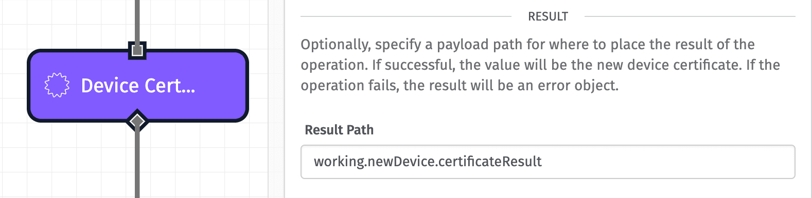 Device Certificate: Register Node Result