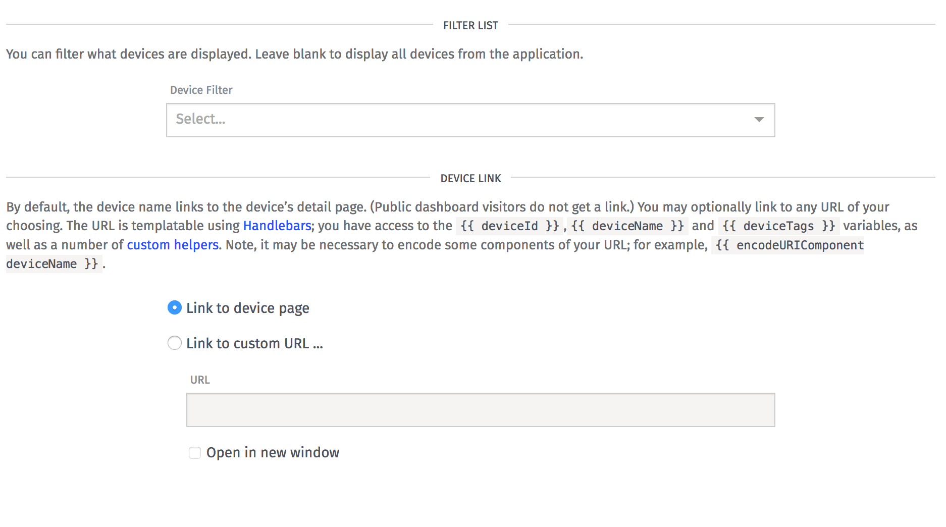 Device List Block Settings