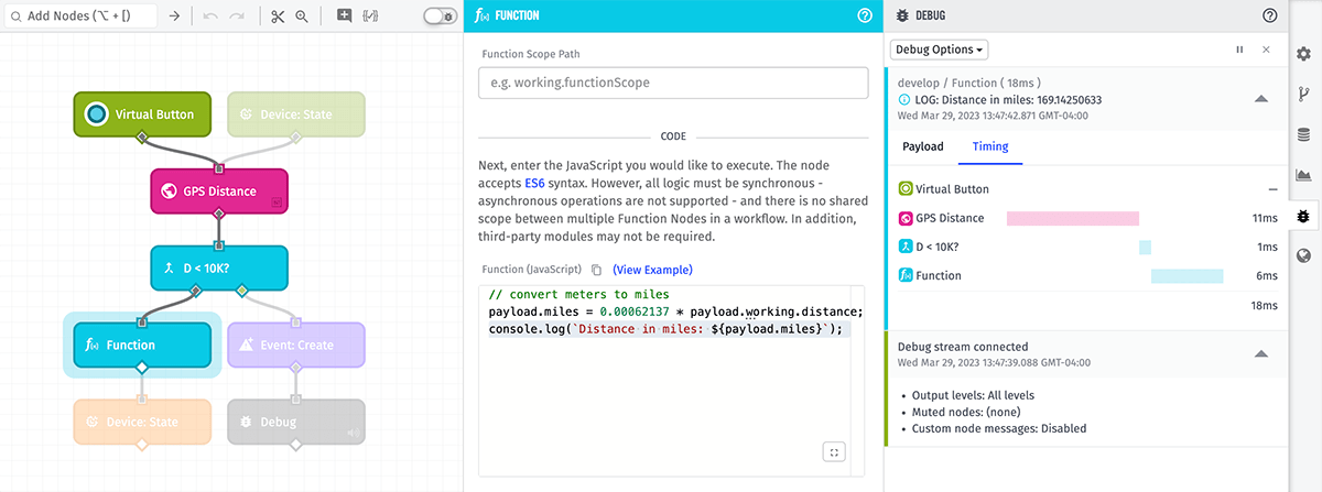 Function Node Debug Message
