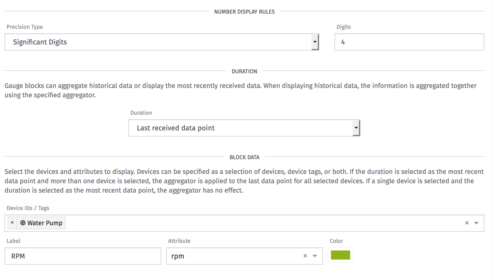 Gauge Block Data Settings