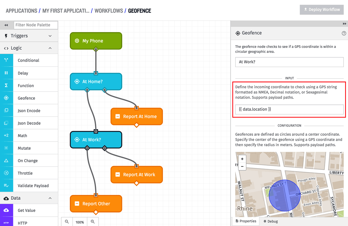 Geofence Node Input Config