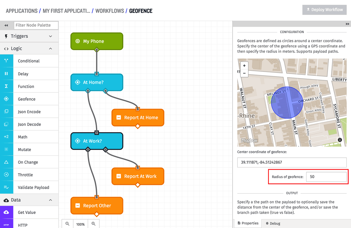 Geofence Node Radius Config