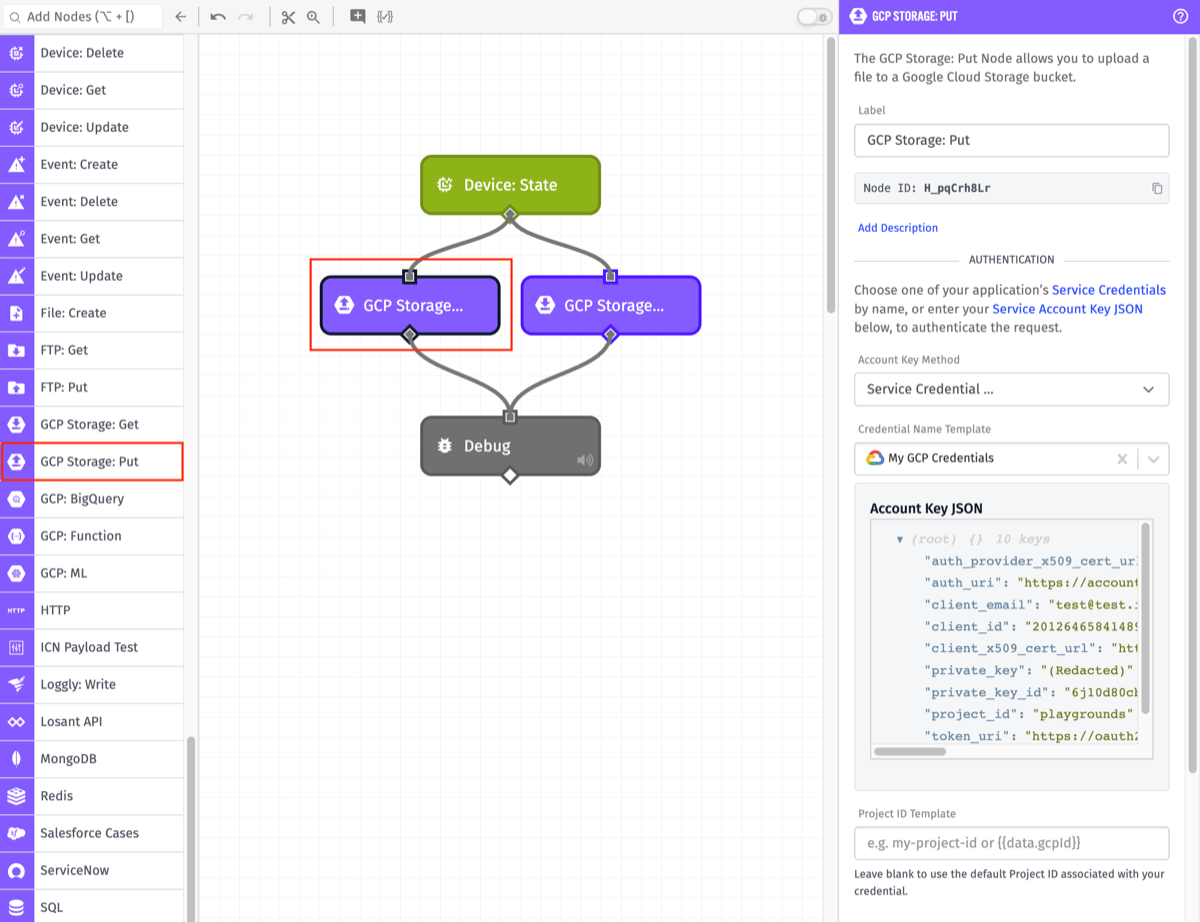 GCP Storage: Put Node
