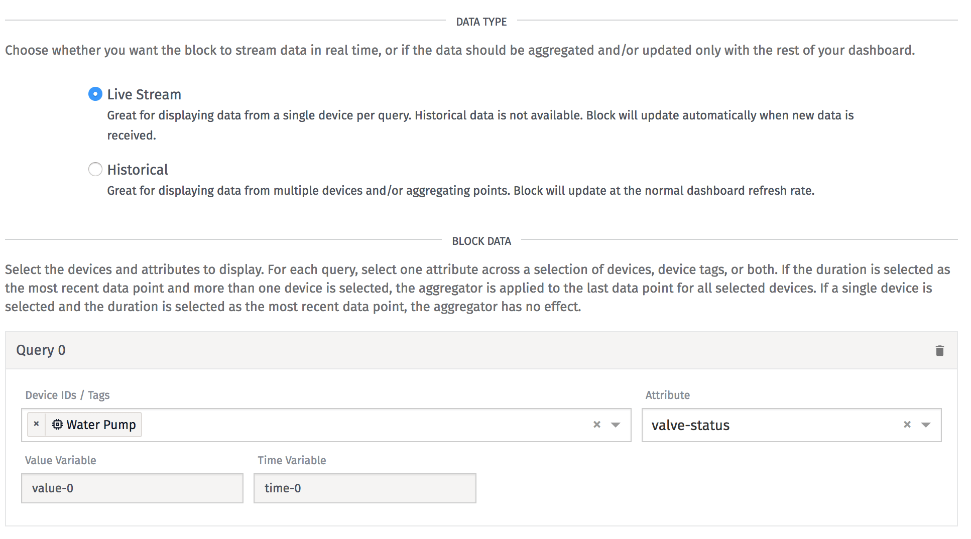 Indicator Block Device Settings