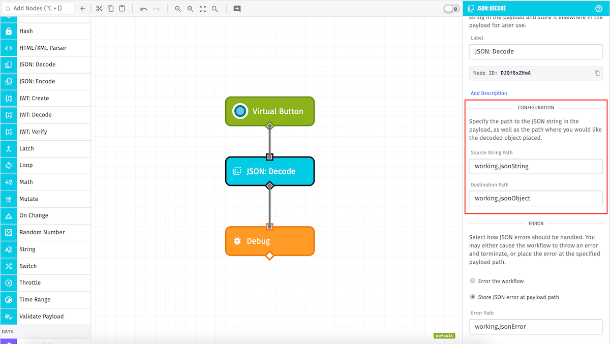 JSON Decode Node Config