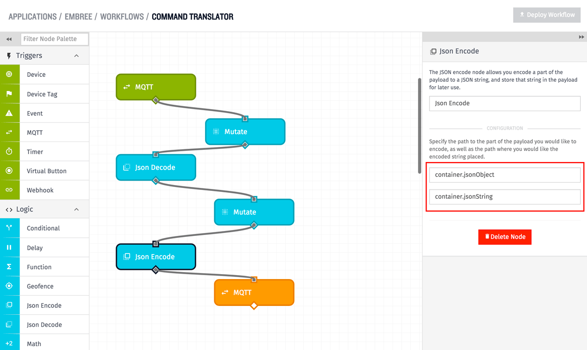JSON Encode Node Config