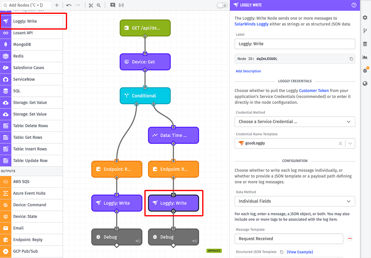 Loggly Write Node