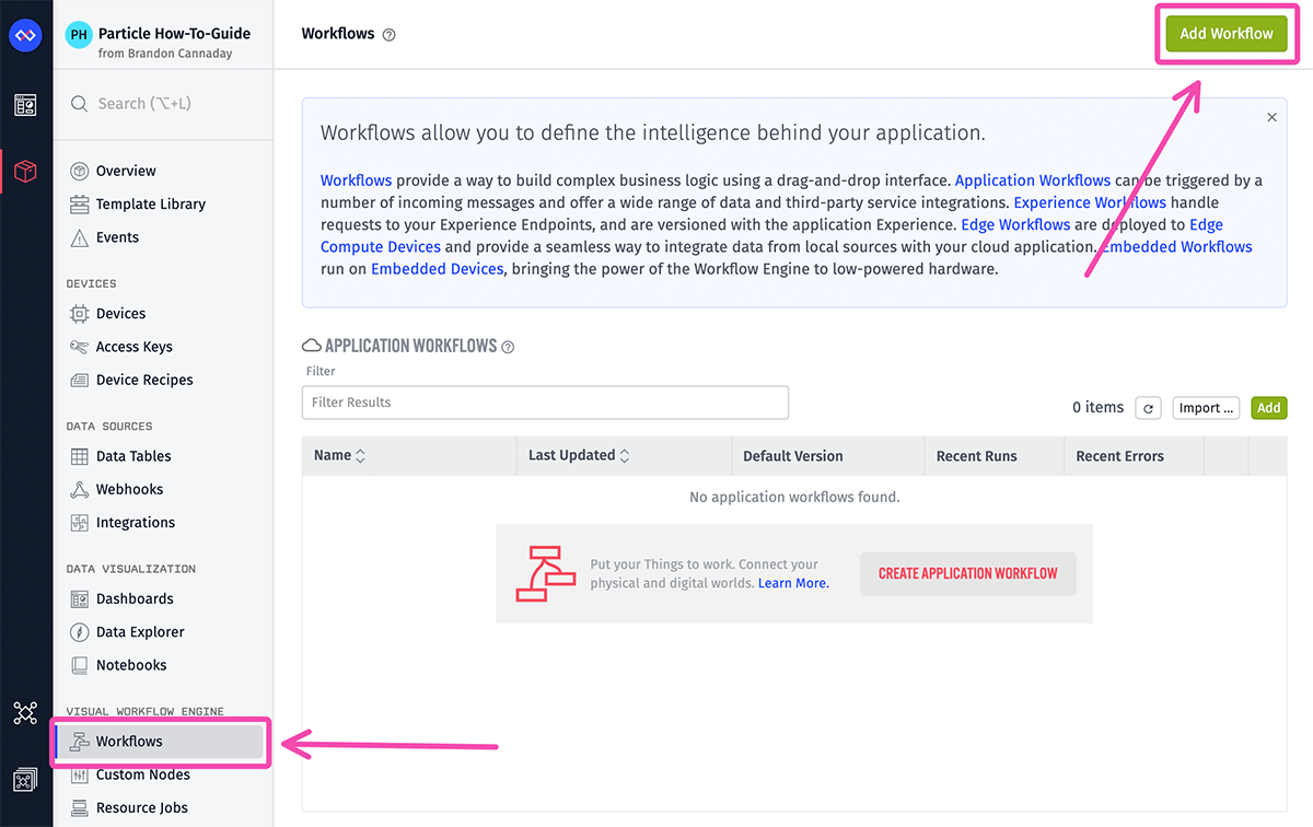 Losant Add Workflow