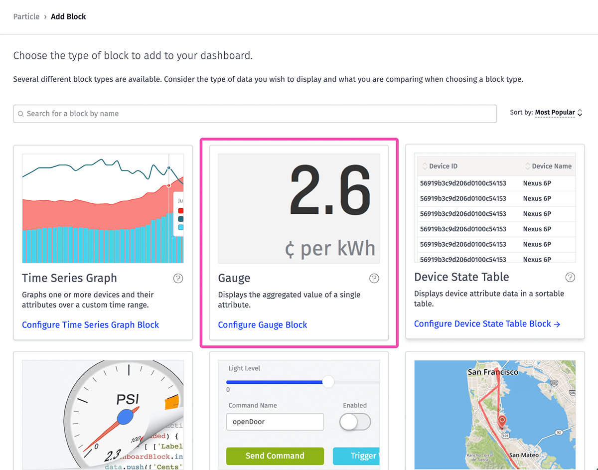 Losant Select Dashboard Block
