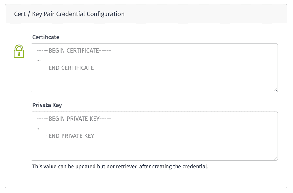 New Certificate / Key Pair Credential