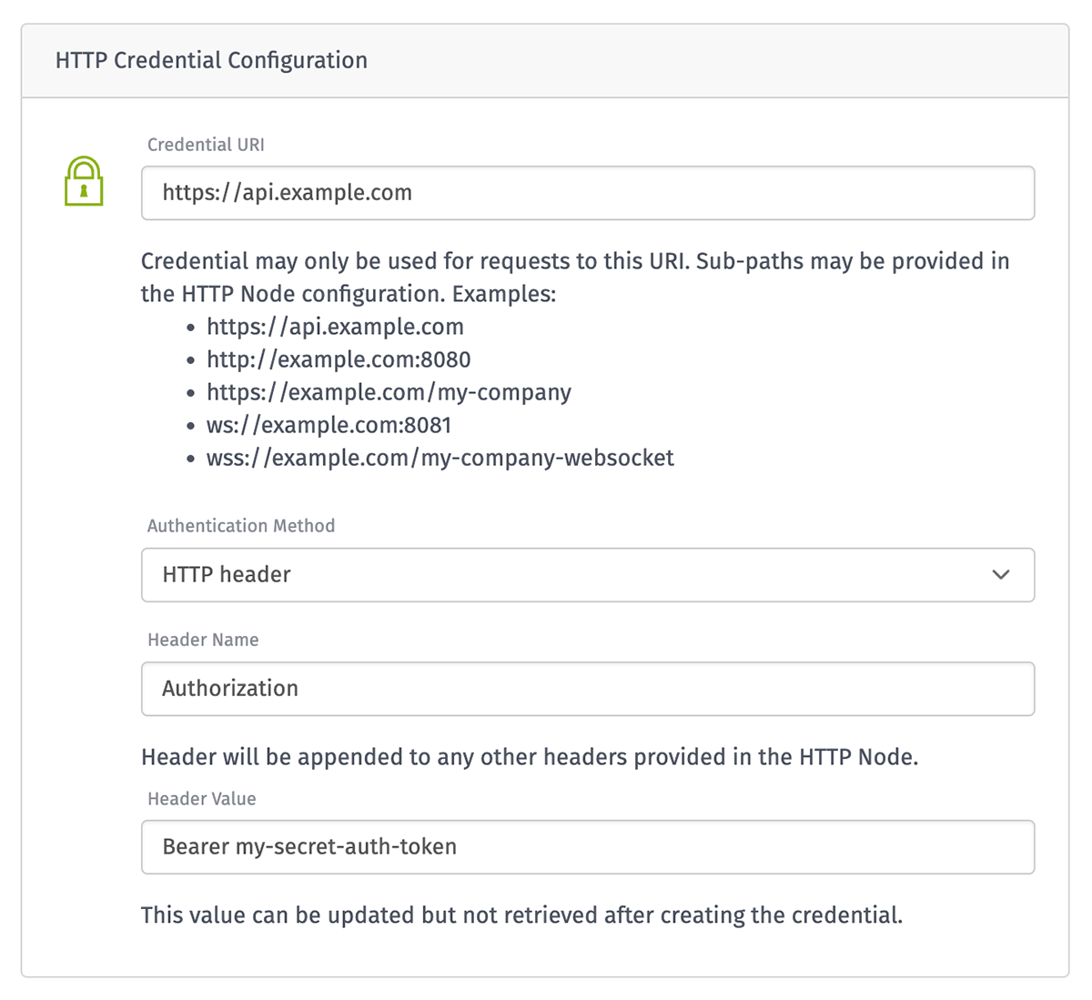 New HTTP Credential