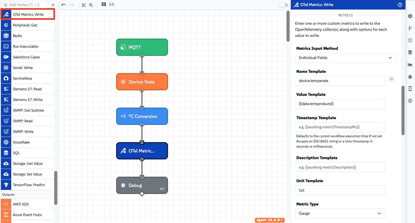 OTel Metrics: Write Node