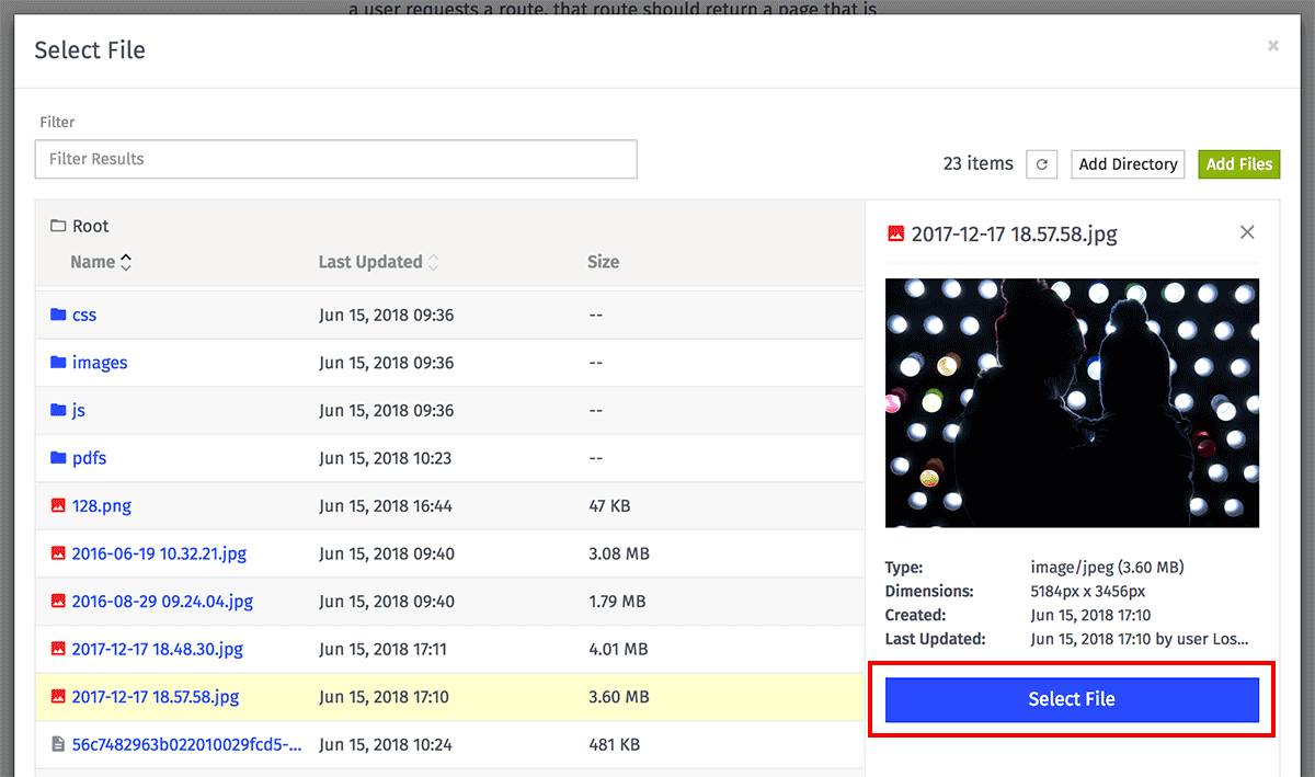 Select File Modal