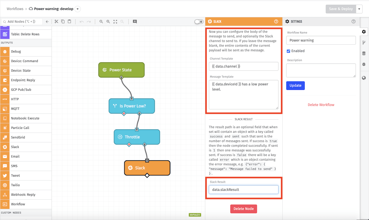 Slack Node Config
