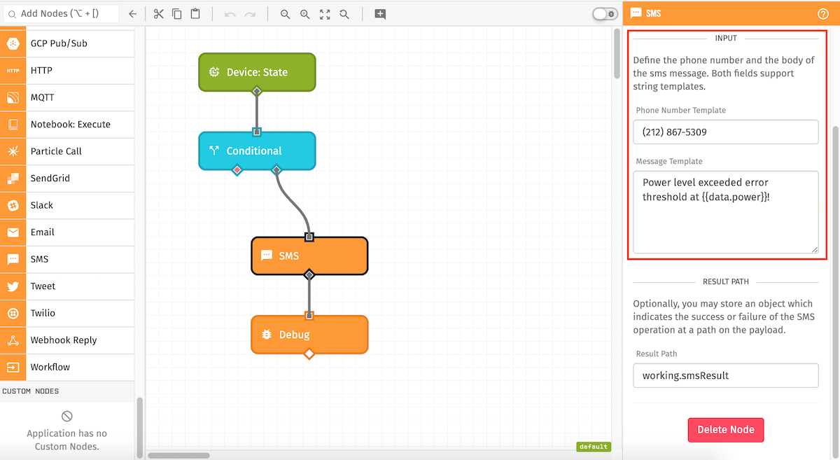 SMS Node Input