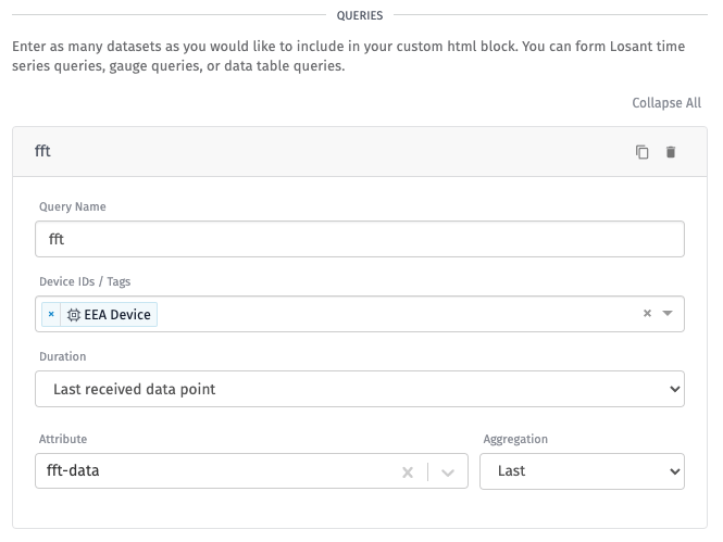 Custom HTML Block FFT data query configuration