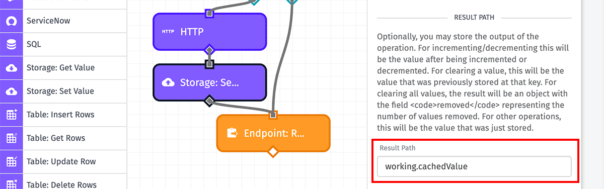 Storage Set Value Node Result