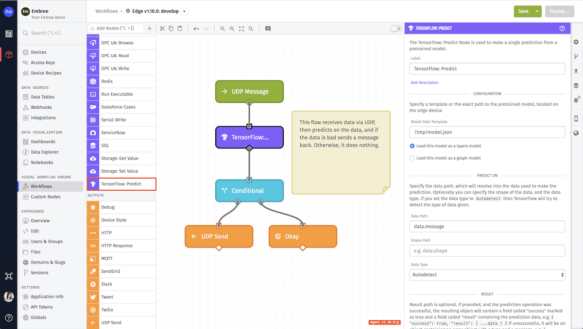 TensorFlow Predict Node