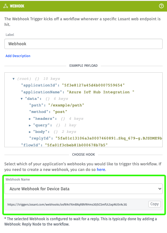 Webhook Trigger Editor