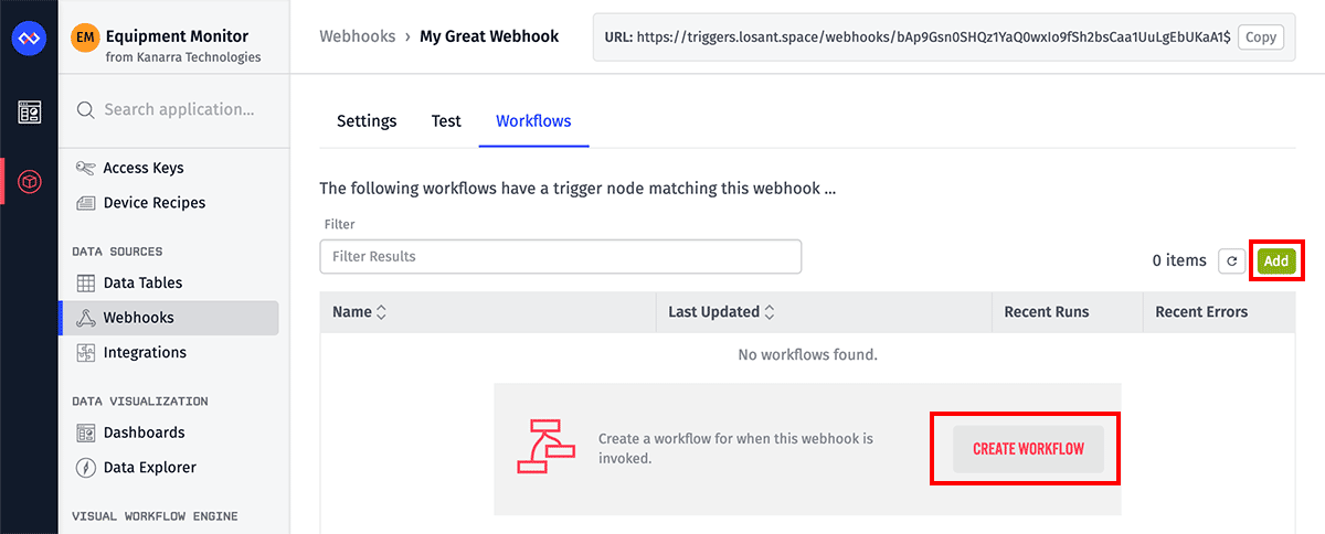 Webhooks Workflow List