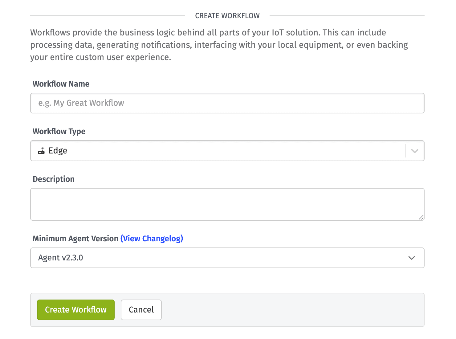 Create Workflow Settings Create Workflow Settings