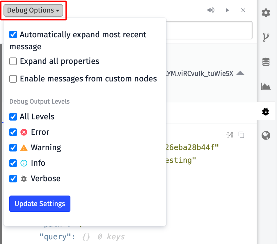 Workflow Debug Options