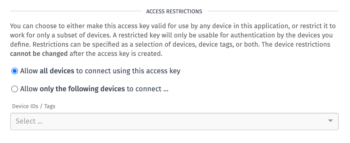 Access Key Device Restrictions