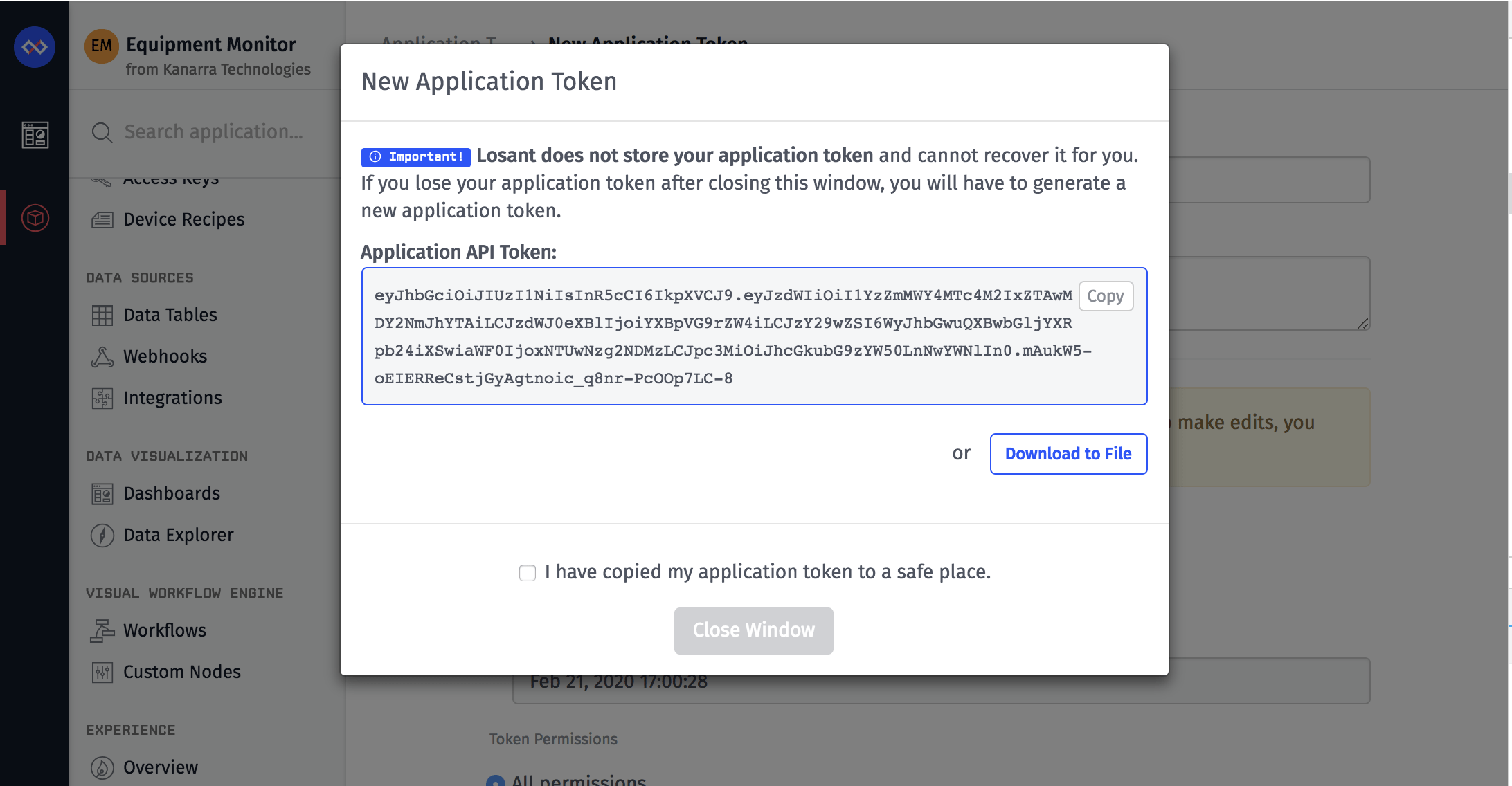 Application Token Generated